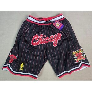 Just Don Chicago Bulls 1996-97 Mens Basketball Shorts Size L Black Red Pinstripe